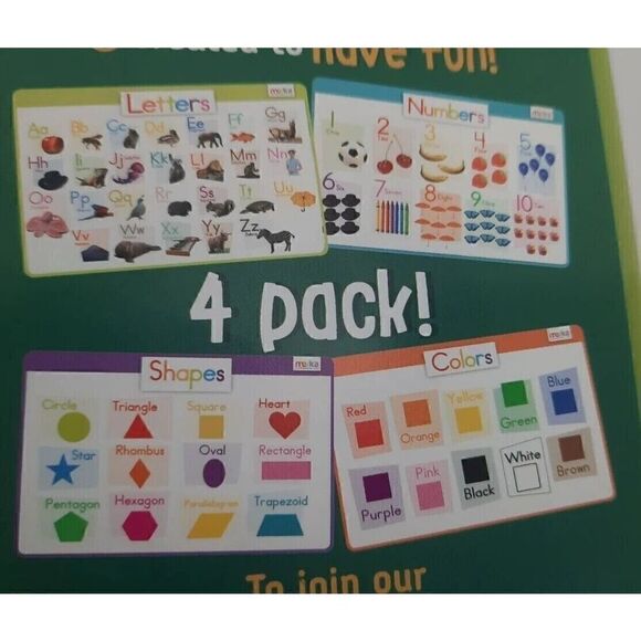 Merka Educational Placemats Letters Numbers Shapes Colors- 4 Pack - Picture 2 of 5